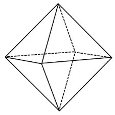 geometrische dreidimensionale Darstellung eines Oktaeders als schwarz-weiß Zeichnung